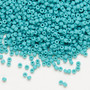 Seed bead, Dyna-Mites™, glass, opaque matte turquoise blue, #11 round. Sold per 40-gram pkg.