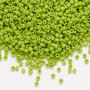 Seed bead, Dyna-Mites™, glass, opaque matte lime green, #11 round. Sold per 40-gram pkg.