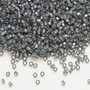 Seed bead, Dyna-Mites™, glass, silver-lined translucent matte gunmetal, #11 round with square hole. Sold per 40-gram pkg.