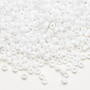 Seed bead, Dyna-Mites™, glass, opaque white, #8 round. Sold per 40-gram pkg.