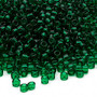 Seed bead, Dyna-Mites™, glass, transparent emerald green, #8 round. Sold per 40-gram pkg.