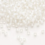 Seed bead, Dyna-Mites™, glass, translucent inside color white, #8 round. Sold per 40-gram pkg.