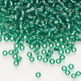 Seed bead, Dyna-Mites™, glass, silver-lined translucent jade green, #8 round. Sold per 40-gram pkg.