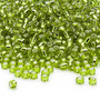 Seed bead, Dyna-Mites™, glass, silver-lined translucent light green, #8 round. Sold per 40-gram pkg.