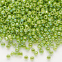 Seed bead, Dyna-Mites™, glass, opaque rainbow lime, #8 round. Sold per 40-gram pkg.