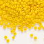 Seed bead, Dyna-Mites™, glass, opaque dark yellow, #8 round. Sold per 40-gram pkg.