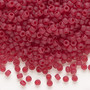 Seed bead, Dyna-Mites™, glass, transparent ruby red matte, #8 round. Sold per 40-gram pkg.