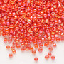 Seed bead, Dyna-Mites™, glass, opaque rainbow orange, #8 round. Sold per 40-gram pkg.