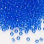 Seed bead, Dyna-Mites™, glass, transparent light blue, #6 round. Sold per 40-gram pkg.