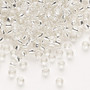 Seed bead, Dyna-Mites™, glass, silver-lined translucent clear, #6 round. Sold per 40-gram pkg.
