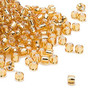 Seed bead, Dyna-Mites™, glass, silver-lined translucent gold, #6 round. Sold per 40-gram pkg.