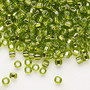 Seed bead, Dyna-Mites™, glass, silver-lined translucent light green, #6 round with square hole. Sold per 40-gram pkg.