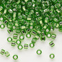 Seed bead, Dyna-Mites™, glass, silver-lined translucent lime, #6 round with square hole. Sold per 40-gram pkg.