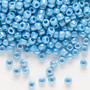 Seed bead, Dyna-Mites™, glass, opaque rainbow turquoise blue, #6 round. Sold per 40-gram pkg.
