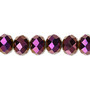 Bead, Celestial Crystal®, 48-facet, opaque metallic purple, 10x8mm faceted rondelle. Sold per 15-1/2" to 16" strand, approximately 40 beads.