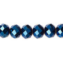 Bead, Celestial Crystal®, 48-facet, opaque metallic cobalt, 10x8mm faceted rondelle. Sold per 15-1/2" to 16" strand, approximately 40 beads.