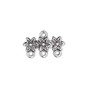 End bar, antique silver-plated "pewter" (zinc-based alloy), 20x7mm double-sided 3-flower with 3 loops. Sold per pkg of 10.