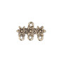 End bar, antique gold-finished "pewter" (zinc-based alloy), 20x7mm double-sided 3-flower with 3 loops. Sold per pkg of 10.