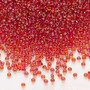 11-3528 - 11/0 - Miyuki - Translucent Scarlet Lined Luster Clear - 25gms - Glass Round Seed Bead