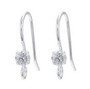 925 Sterling Silver Earring Hooks with Rhinestone - 13mmx16mm, Pin 0.5mm - 1 pairs