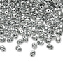 Bead, Preciosa Twin™, Pressed Superduo, Czech pressed glass, silver, 5x2.5mm oval with 2 holes. Sold per 10-gram pkg.