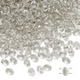 Bead, Preciosa Twin™, Pressed Superduo, Czech pressed glass, transparent silver-lined clear, 5x2.5mm oval with 2 holes. Sold per 10-gram pkg.