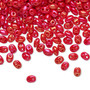 Bead, Preciosa Twin™, Pressed Superduo, Czech pressed glass, opaque rainbow red-orange, 5x2.5mm oval with (2) 0.7-0.8mm holes. Sold per 250-gram pkg.