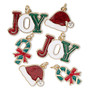 Charm assortment, gold-finished "pewter" (zinc-based alloy) and enamel, multicolored, Christmas shapes. Sold per pkg of 6.
