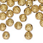 Bead, acrylic, opaque gold, 8mm round rose. Sold per pkg of 100.