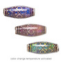 Bead, acrylic, multicolored, 22x9mm color-changing oval tube with fancy design. Sold per pkg of 2.