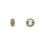 Bead, antiqued gold-coated plastic, 8x4mm beaded rondelle. Sold per 50-gram pkg, approximately 400 beads.