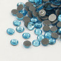 Glass Hotfix Rhinestone, Grade AA, Flat Back & Faceted, Half Round, Aquamarine, SS10, 2.7~2.8mm, about 144pcs/bag