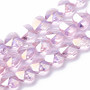 Electroplate Glass Beads, AB Color Plated, Faceted, Heart, Pearl Pink, 10x10x6.5mm, Hole: 1mm  - 20 pack