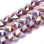 Electroplate Glass Beads, AB Color Plated, Faceted, Heart, Old Rose, 10x10x6.5mm, Hole: 1mm  - 20 pack