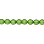 Bead, Czech pearl-coated glass druk, opaque matte green, 6mm round. Sold per 15-1/2" to 16" strand.