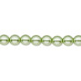 Bead, Czech pearl-coated glass druk, opaque light green, 6mm round. Sold per 15-1/2" to 16" strand.