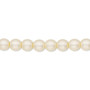 Bead, Czech pearl-coated glass druk, opaque matte cream, 6mm round. Sold per 15-1/2" to 16" strand.