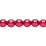 Bead, Czech pearl-coated glass druk, red, 8mm round. Sold per 15-1/2" to 16" strand.