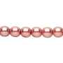 Bead, Czech pearl-coated glass druk, rose, 8mm round. Sold per 15-1/2" to 16" strand.