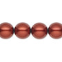 Pearl, Preciosa Czech crystal, dark copper, 12mm round. Sold per pkg of 10.