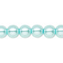 Bead, Celestial Crystal®, crystal pearl, aqua blue, 10mm round. Sold per pkg of (2) 15-1/2" to 16" strands, approximately 80 beads.