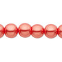 Bead, Celestial Crystal®, crystal pearl, orange-red, 10mm round. Sold per pkg of (2) 15-1/2" to 16" strands, approximately 80 beads.