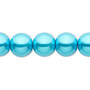 Bead, Celestial Crystal®, crystal pearl, turquoise blue, 12mm round. Sold per 15-1/2" to 16" strand, approximately 30 beads.