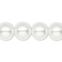 Bead, Celestial Crystal®, crystal pearl, white, 14mm round. Sold per 15-1/2" to 16" strand, approximately 25 beads.