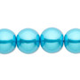 Bead, Celestial Crystal®, crystal pearl, turquoise blue, 14mm round. Sold per 15-1/2" to 16" strand, approximately 25 beads.