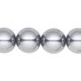 Bead, Celestial Crystal®, crystal pearl, pewter, 14mm round. Sold per 15-1/2" to 16" strand, approximately 25 beads.