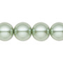 Bead, Celestial Crystal®, crystal pearl, sage, 14mm round. Sold per 15-1/2" to 16" strand, approximately 25 beads.