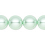 Bead, Celestial Crystal®, crystal pearl, light green, 14mm round. Sold per 15-1/2" to 16" strand, approximately 25 beads.