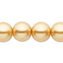 Bead, Celestial Crystal®, crystal pearl, gold, 14mm round. Sold per 15-1/2" to 16" strand, approximately 25 beads.