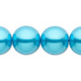 Bead, Celestial Crystal®, crystal pearl, turquoise blue, 16mm round. Sold per 15-1/2" to 16" strand, approximately 25 beads.